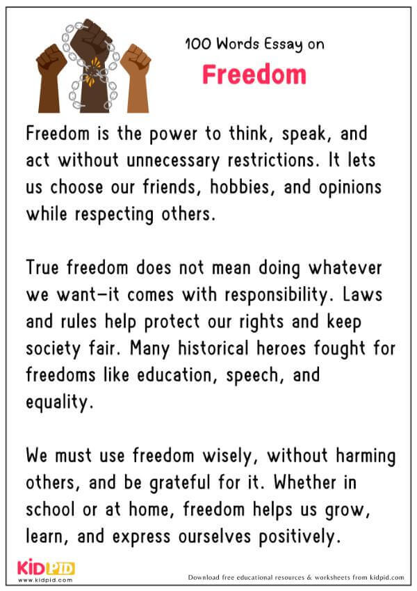Essay On Freedom in 100 Words