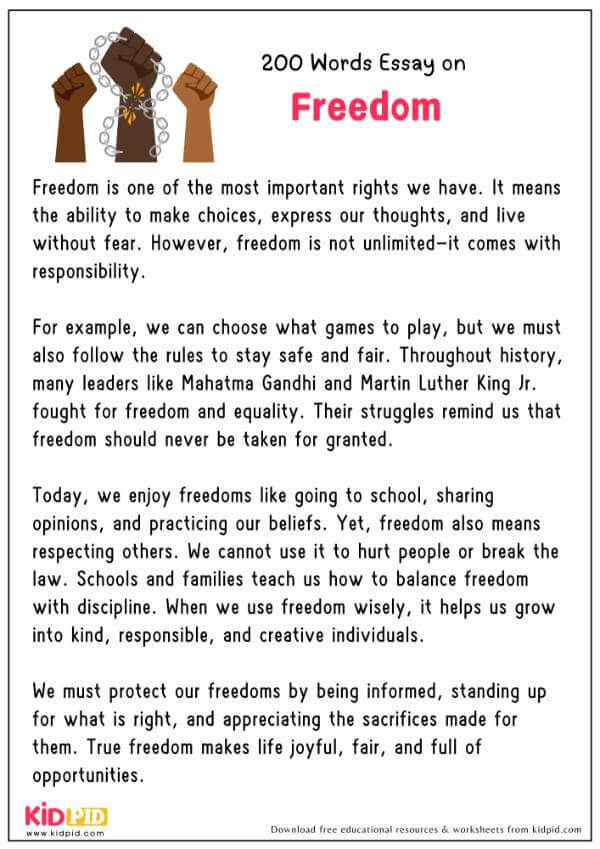 Essay On Freedom in 200 Words