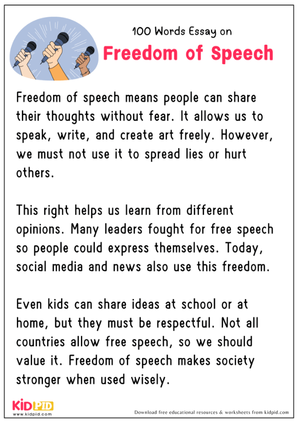 Essay On Freedom of Speech in 100 Words
