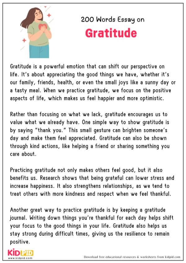 Essay On Gratitude in 200 Words