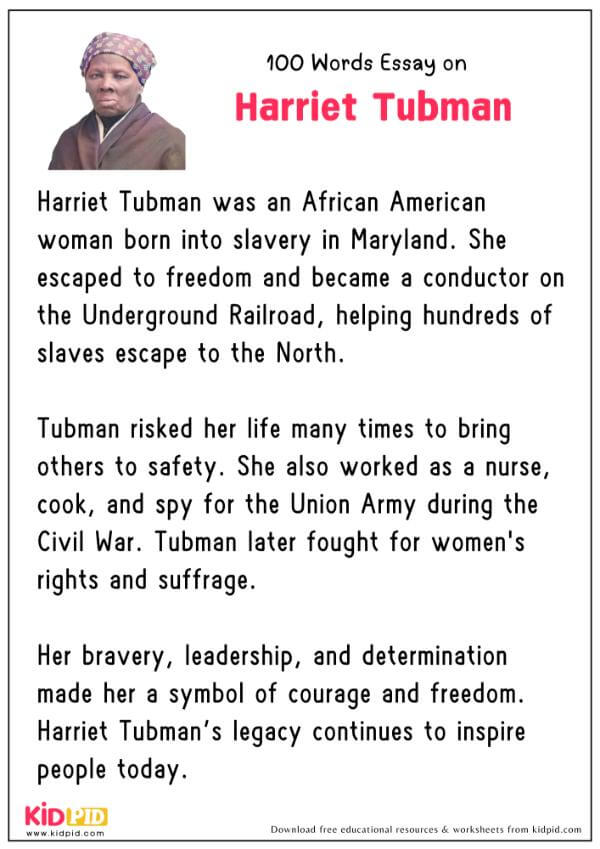 Essay On Harriet Tubman in 100 Words