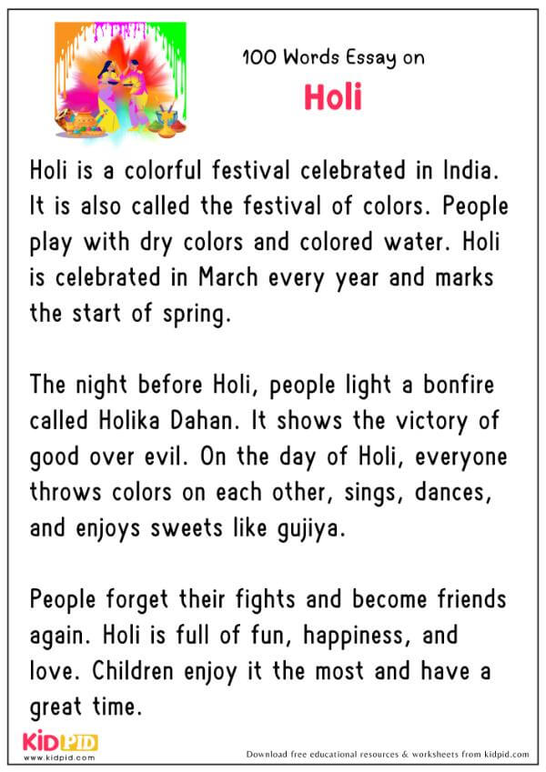 Essay On Holi in 100 Words