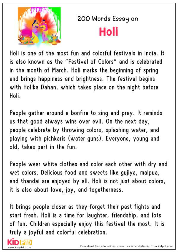 Essay On Holi in 200 Words