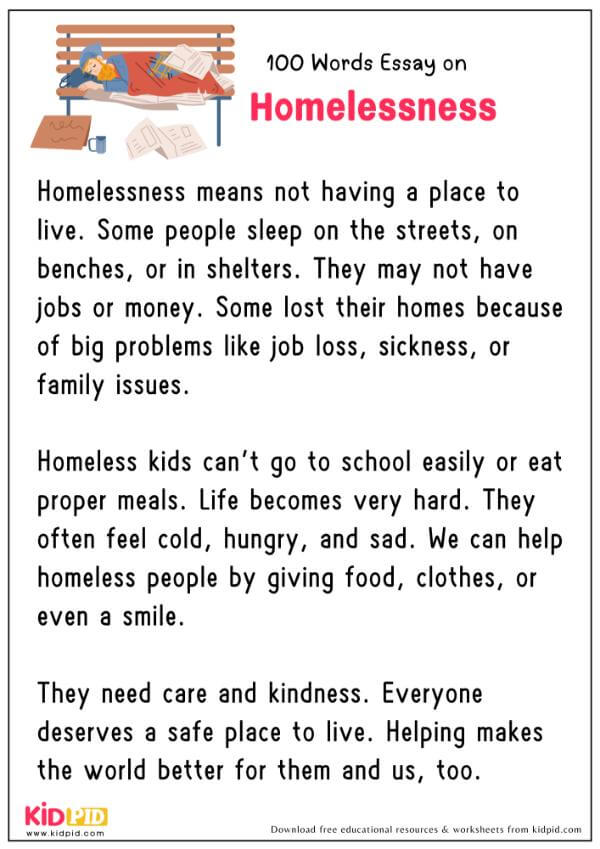 Essay On Homelessness in 100 Words