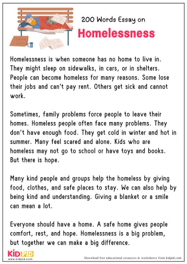 Essay On Homelessness in 200 Words