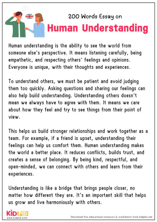 Essay On Human Understanding in 200 Words