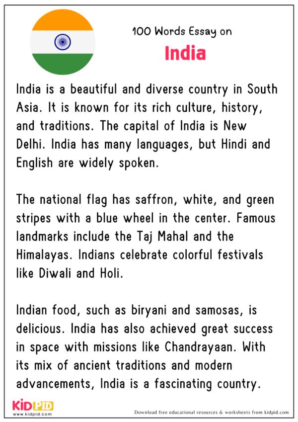 Essay On India in 100 Words