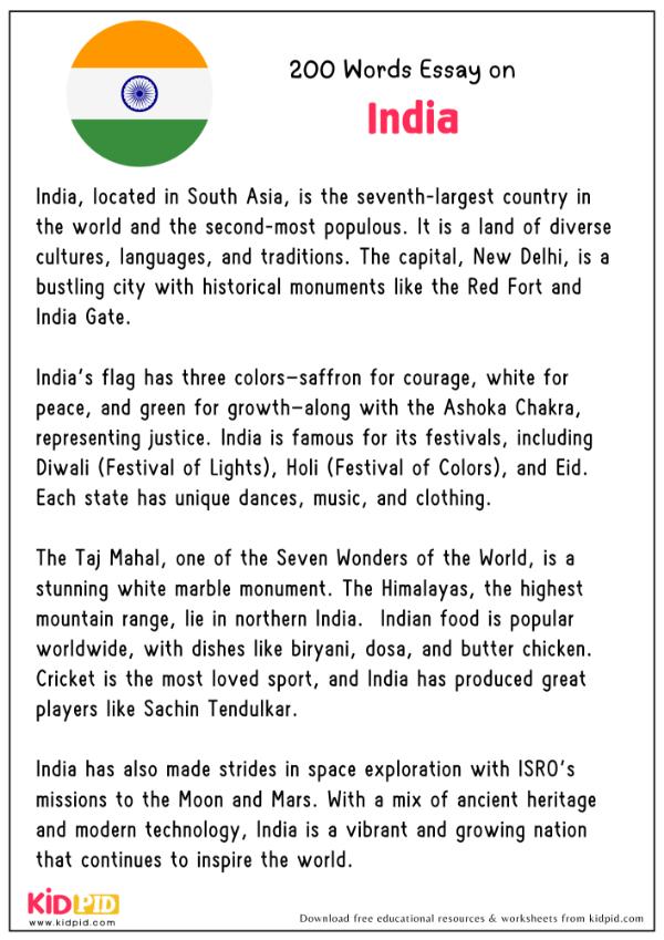 Essay On India in 200 Words