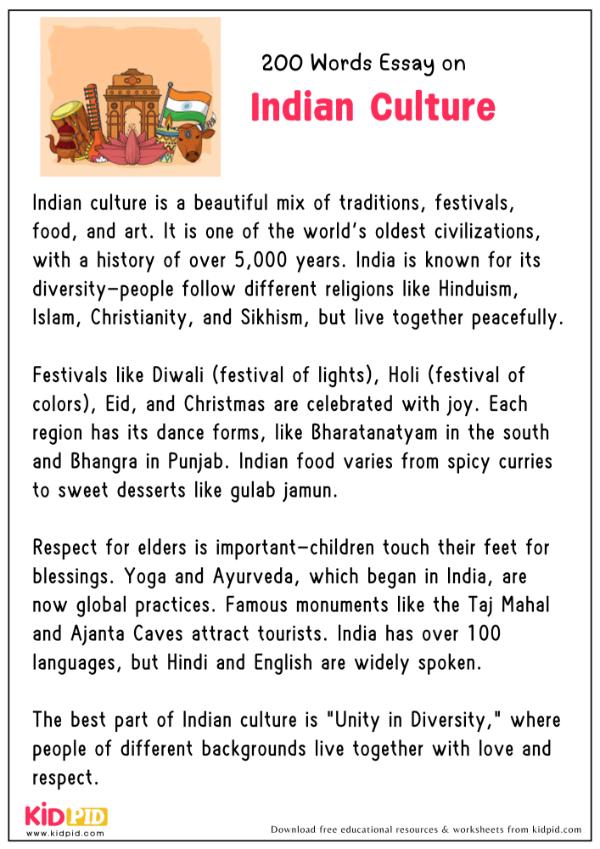 Essay On Indian Culture in 200 Words