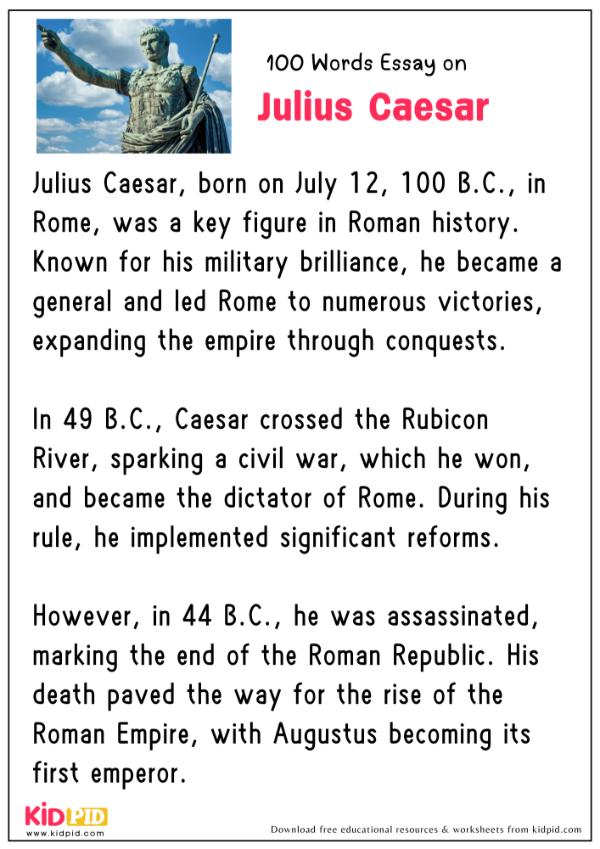 Essay On Julius Caesar in 100 Words