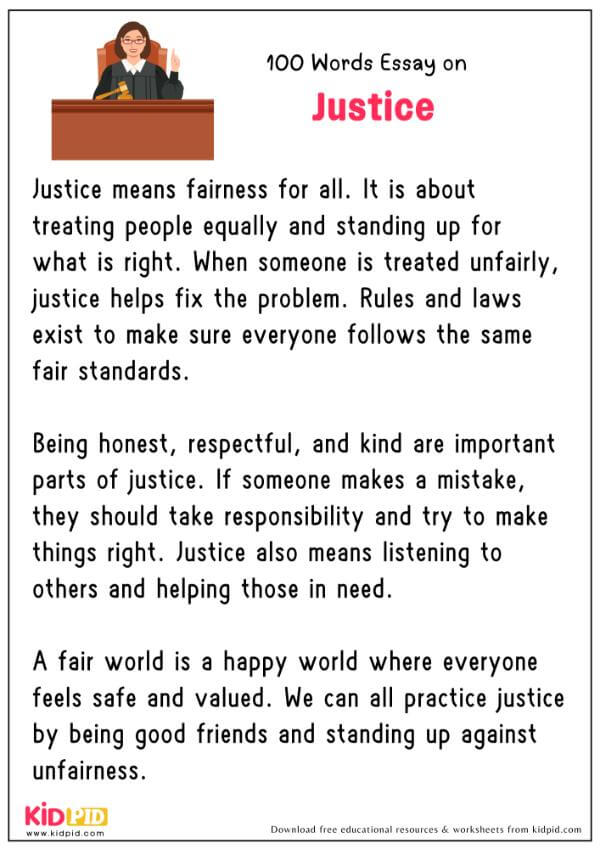 Essay On Justice in 100 Words