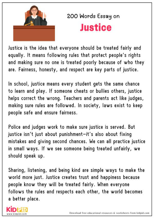 Essay On Justice in 200 Words