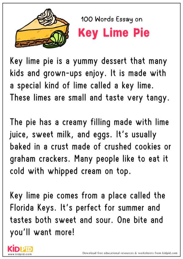 Essay On Key Lime Pie in 100 Words