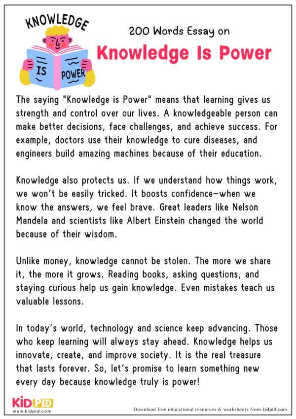 Essay On Knowledge Is Power in 200 Words