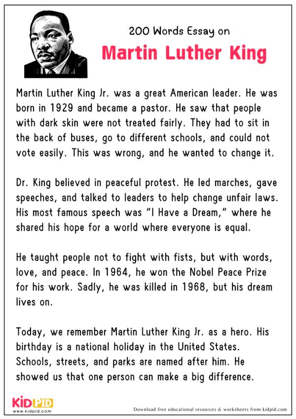 Essay On Martin Luther King in 200 Words