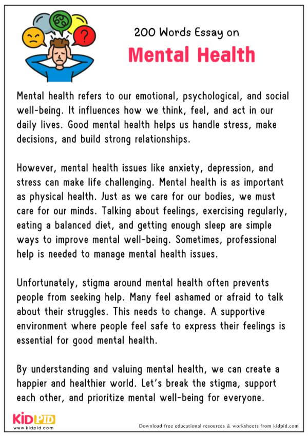 Essay On Mental Health in 200 Words