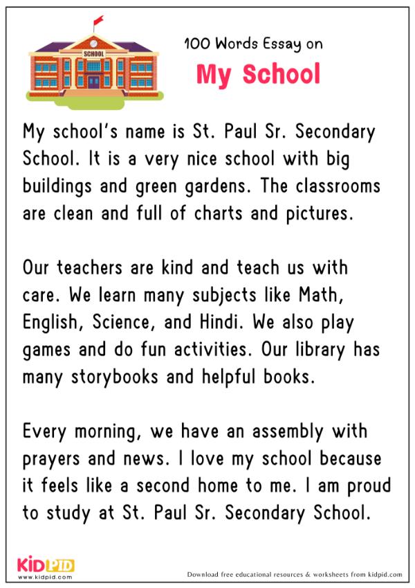 Essay On My School in 100 Words