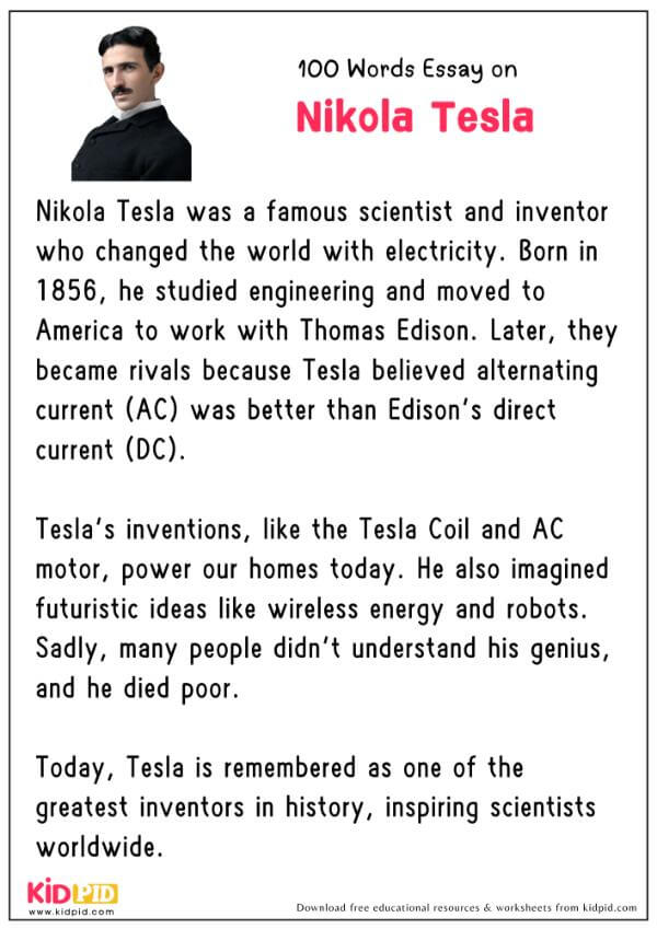 Essay On Nikola Tesla in 100 Words