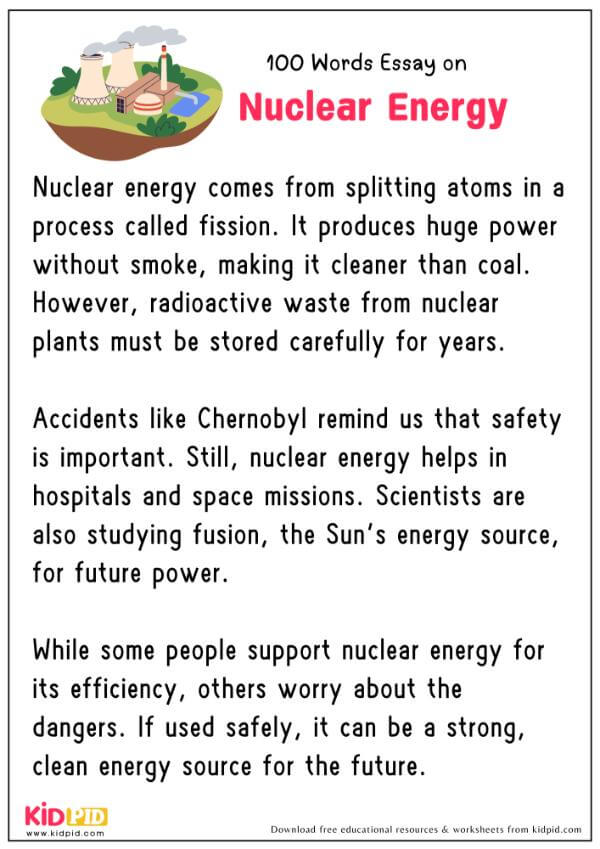 Essay On Nuclear Energy in 100 Words