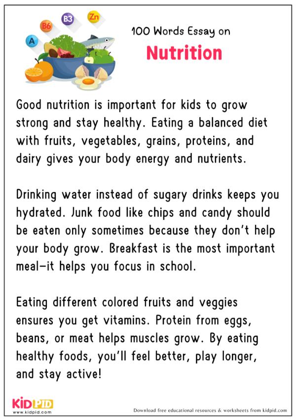 Essay On Nutrition in 100 Words