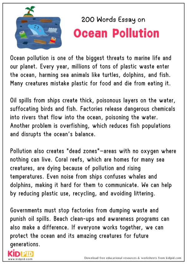 Essay On Ocean Pollution in 200 Words