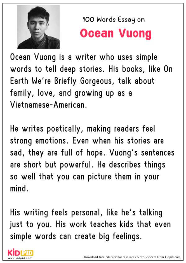 Essay On Ocean Vuong in 100 Words