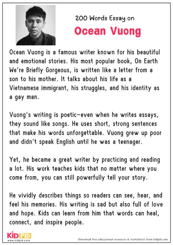 Essay On Ocean Vuong in 200 Words
