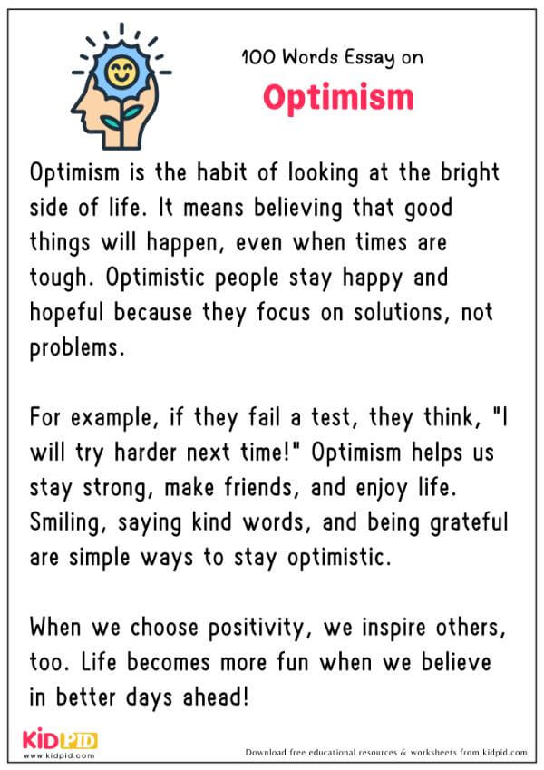 Essay On Optimism in 100 Words
