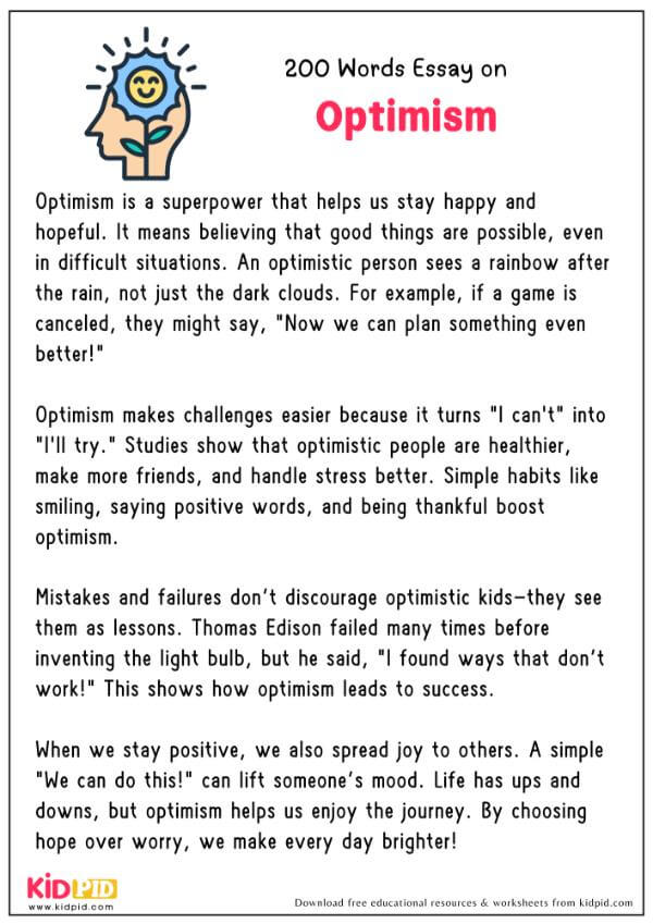 Essay On Optimism in 200 Words