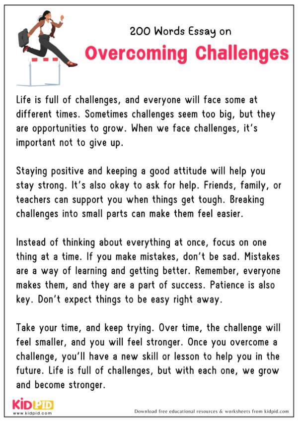 Essay On Overcoming Challenges in 200 Words