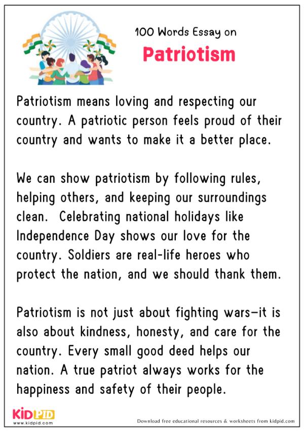 Essay On Patriotism in 100 Words