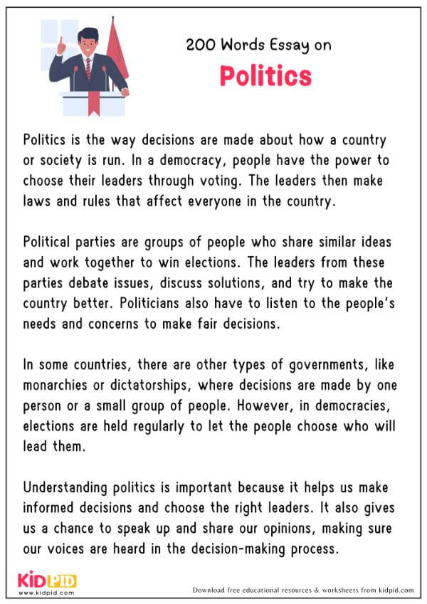 Essay On Politics in 200 Words