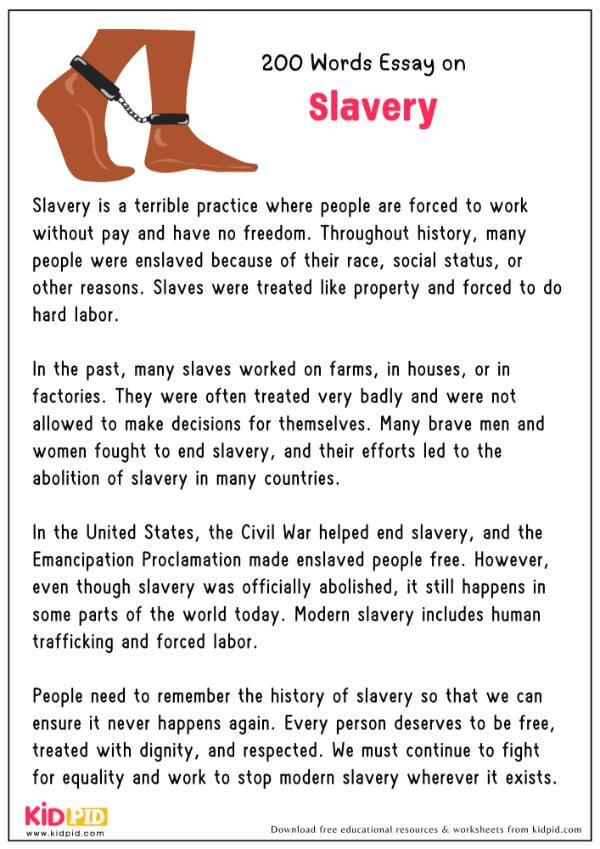 Essay On Slavery in 200 Words