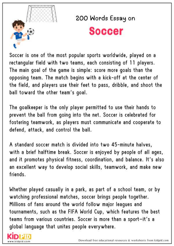 Essay On Soccer in 200 Words