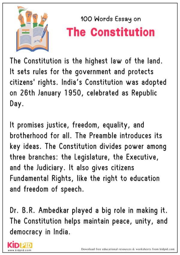 Essay On The Constitution in 100 Words