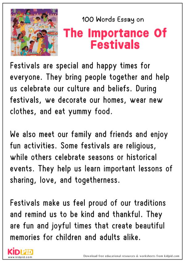 Essay On The Importance Of Festivals in 100 Words