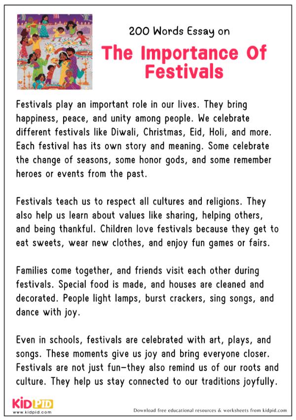 Essay On The Importance Of Festivals in 200 Words