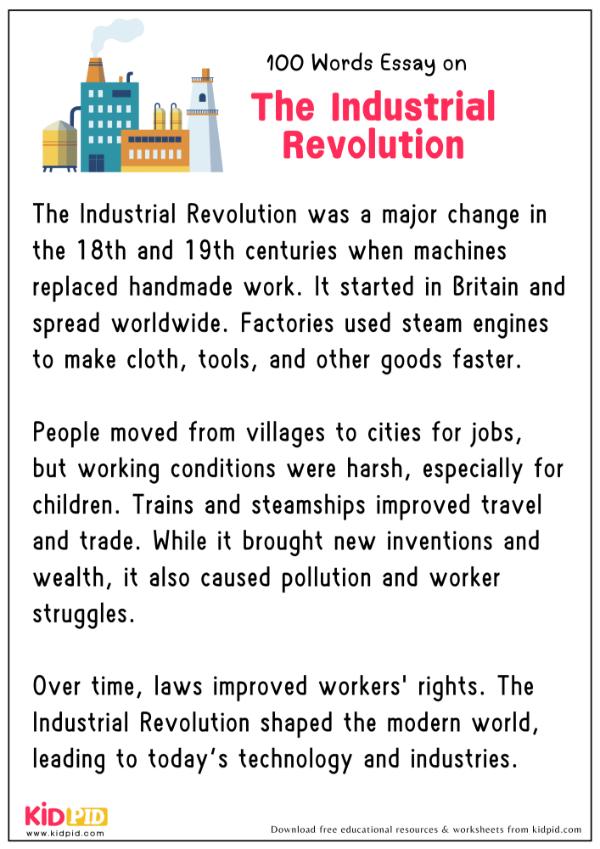 Essay On The Industrial Revolution in 100 Words