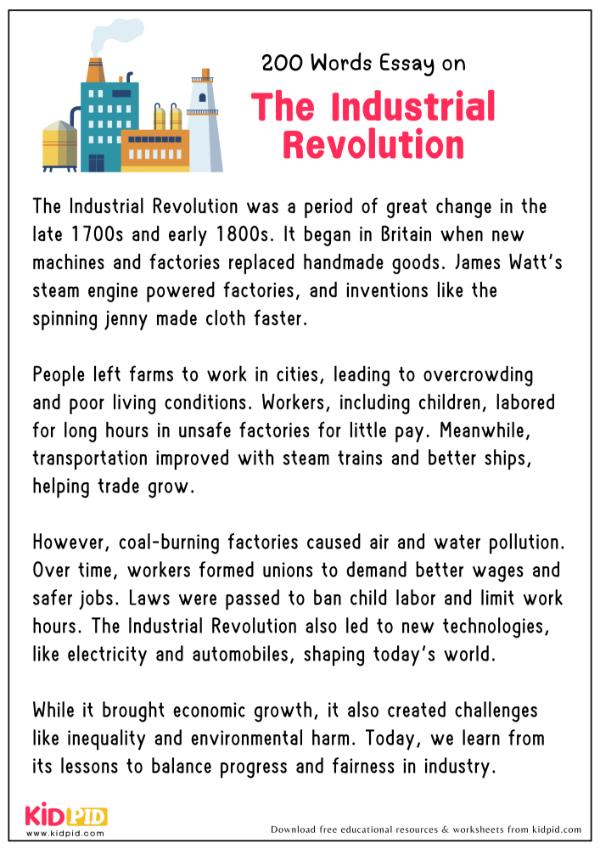 Essay On The Industrial Revolution in 200 Words