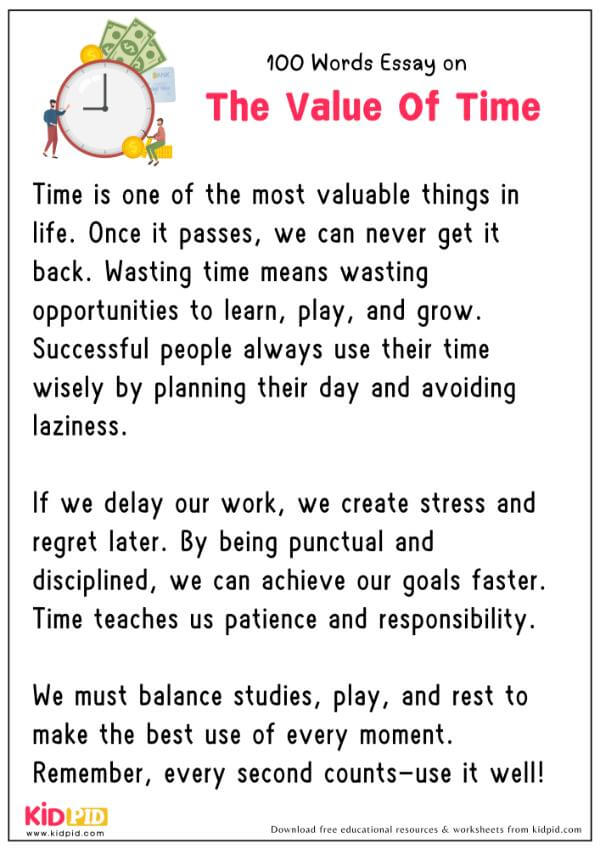 Essay On The Value Of Time in 100 Words