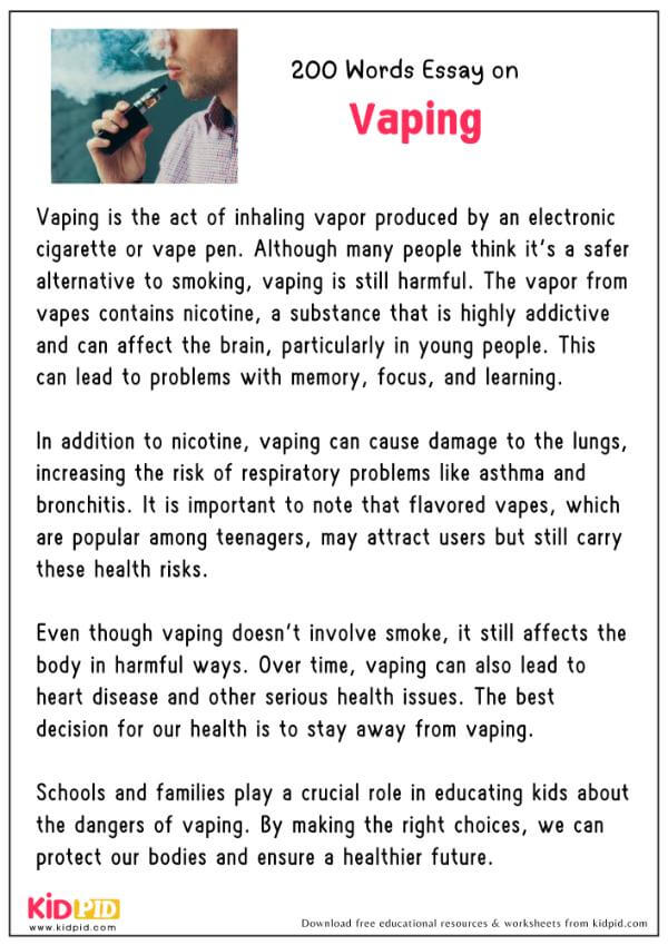 Essay On Vaping in 200 Words