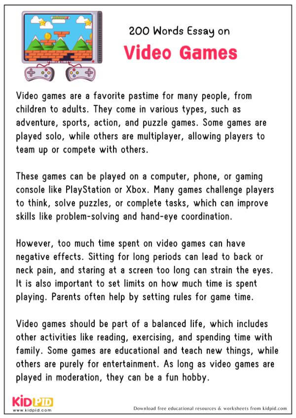 Essay On Video Games in 200 Words