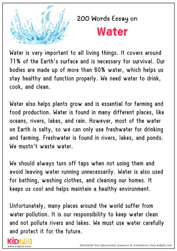 Essay On Water in 200 Words