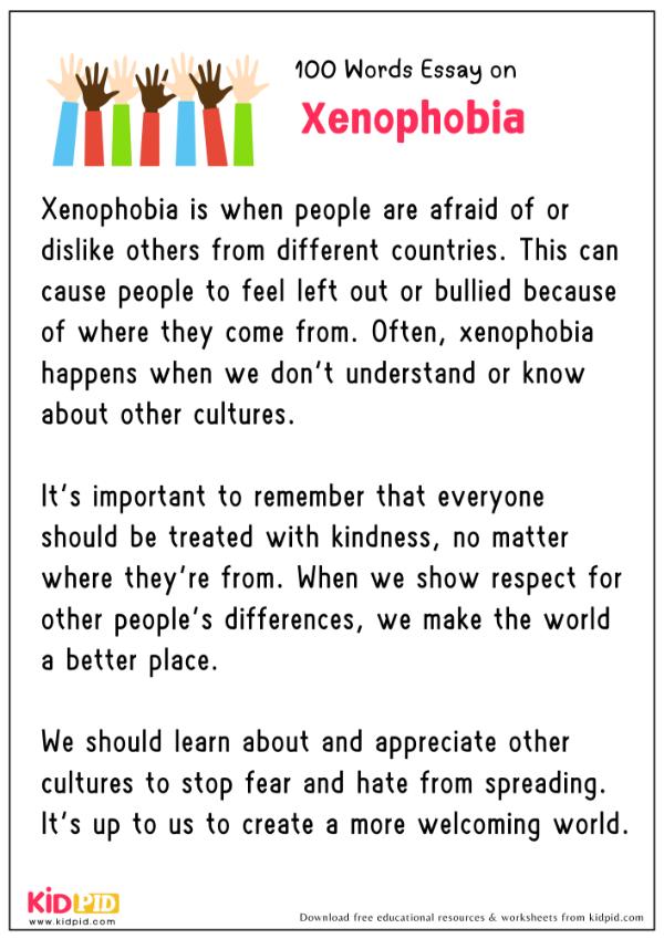 Essay On Xenophobia in 100 Words