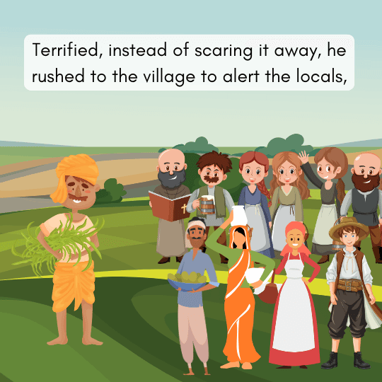 The villager rushed to the village to alert the locals- book story for kids