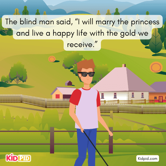 The blind man approaches King Madhusena and agrees to marry the princess.
