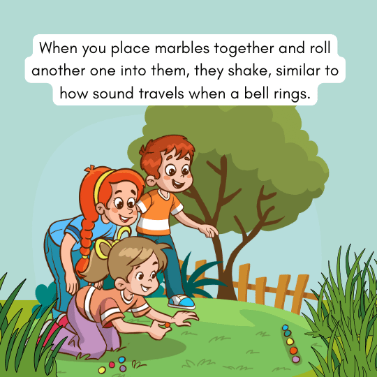 Marbles used to explain sound movement – fun sound wave demonstration for classroom science.