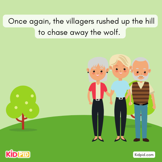 Villagers rushing again to hill – children’s moral tale.