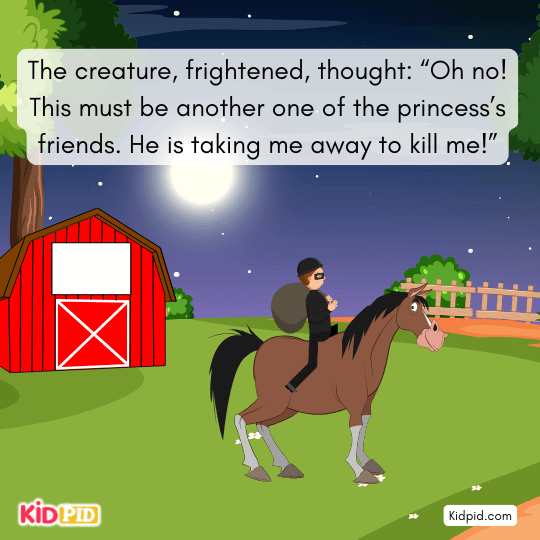 Terrified creature runs uncontrollably fast, scaring the thief.