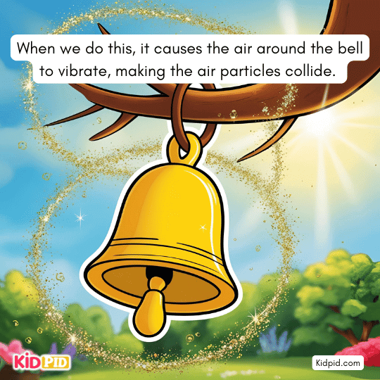 Air vibrating around a ringing bell – air particle collision sound experiment for kids.